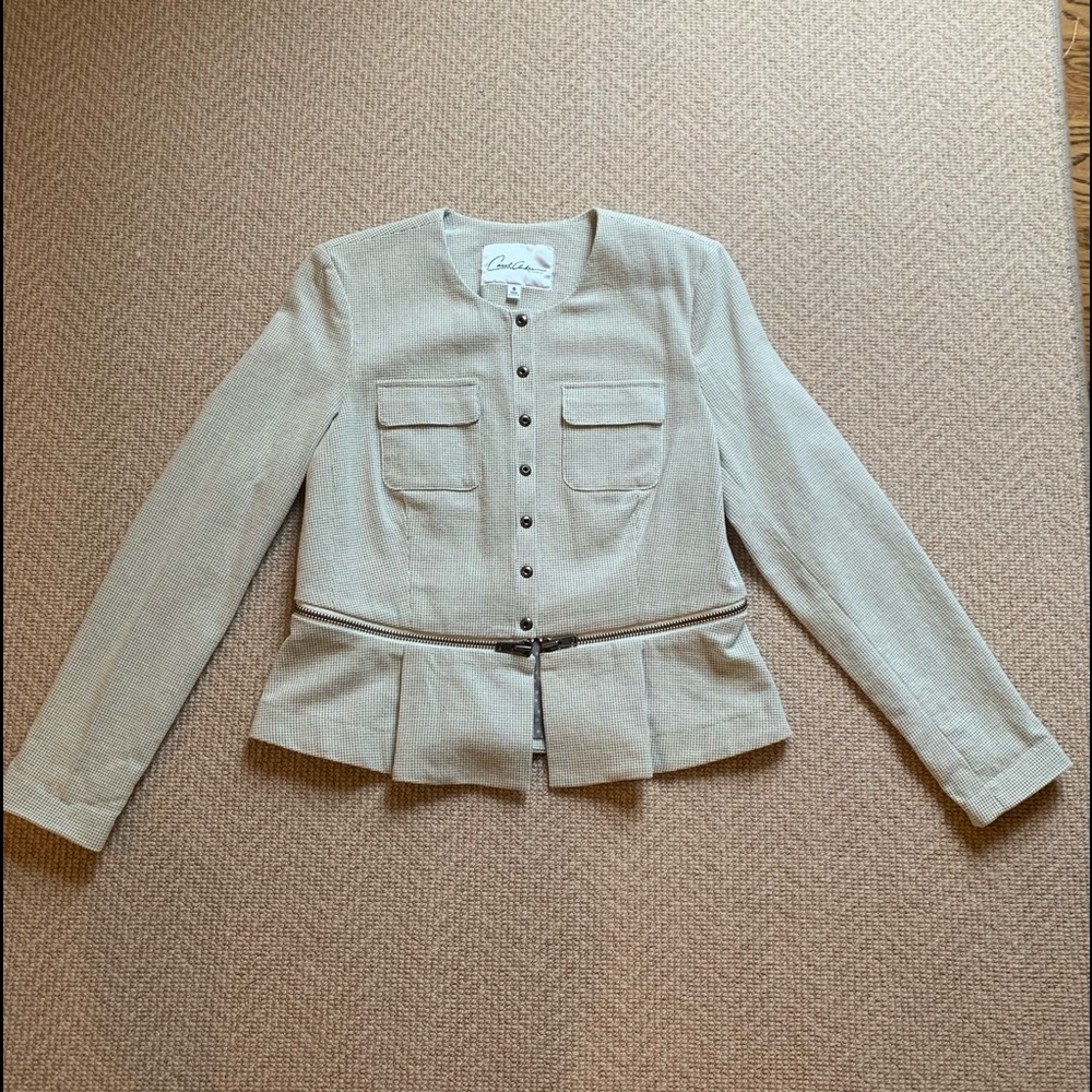 White and Black Woven Blazer